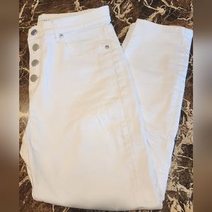 Loft Women's White High Waist Skinny Crop Denim